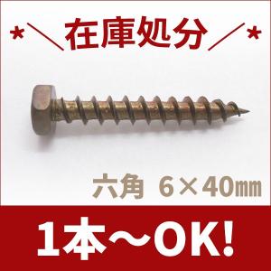 ステンレス(+)六角コーチスクリューボルト 六角頭M6×60 ブロンズ【1本