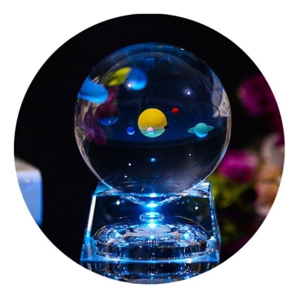 太陽系 LED ランプ クリスタルボール クリア 3D Crystal Ball with Sola...
