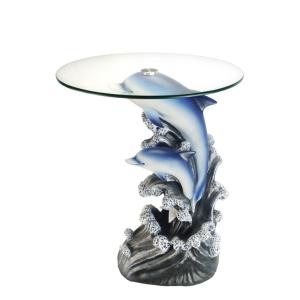 イルカ テーブル ドルフィン 約60cm OK Lighting Animal 24" H Glass Top Color Sculpture End Table - Dolphin｜mj-market