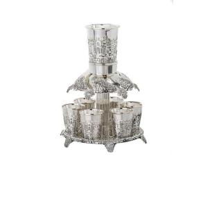 卓上 噴水 滝のオブジェ テーブルトップファウンテン インテリア噴水 Legacy Judaica Silver Plated Fountain, 6 Cups｜mj-market