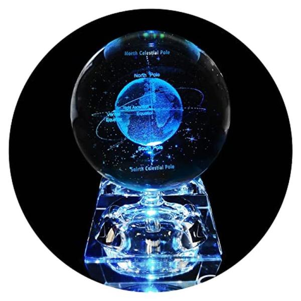 3D クリスタルボール ガラス玉 置物 OEGINFIT 3D Earth Crystal Ball...