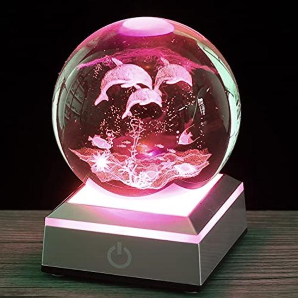3D クリスタルボール ガラス玉 置物 YANZXU 3D Crystal Ball Dolphin...