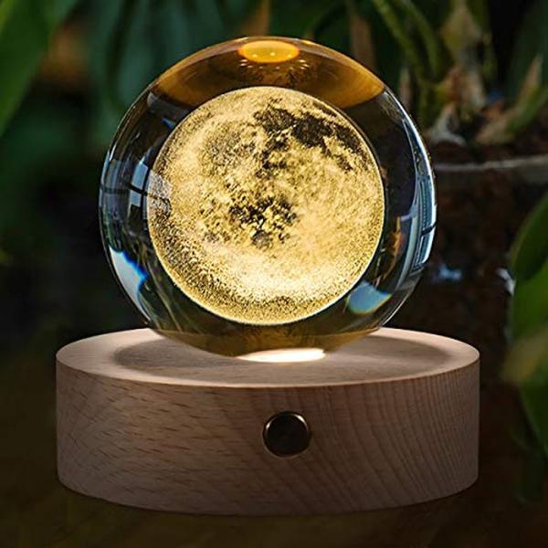 3D クリスタルボール ガラス玉 置物 Moon Crystal Ball Stand(3.15in...