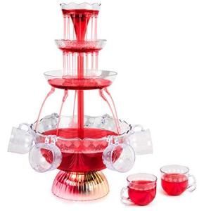 卓上 噴水 滝のオブジェ テーブルトップファウンテン インテリア噴水 Nostalgia 3-Tier Party Fountain, Holds 1.5 Gallons, LED Lighted Base, Includes 8 Reus