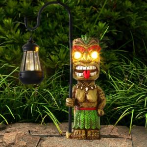 LEDソーラーライト ソーラーパワー ガーデンライト ティキ MIBUNG Upgraded Tiki Decor Garden Statue, Large Tiki Figurine with Solar Lantern Lights, Hawaii｜mj-market