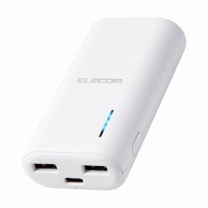 エレコム elecom モバイルバッテリー 抗菌 6700mAh 2.6A USB-A×2 タイプC×1 リチウムイオン電池 おまかせ充電対応 ホワイト｜mj-v