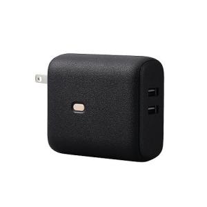 エレコム elecom モバイルバッテリー コンセント一体型 5000mAh 12W 出力( USB A ×2) 2台同時充電可 【 iPhone AirPods Android スマホ 各種対応 】 ブラック｜mj-v