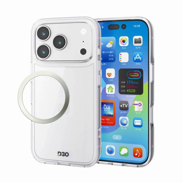 エレコム elecom iPhone 17 Pro/D3O/オールクリア/メタルステッカー付/クリア