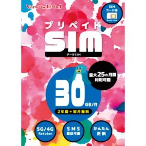 プリペイドSIM 日本 30GB  SMS認証可能 最大25ヶ月 大容量 楽天モバイル SIMカード...