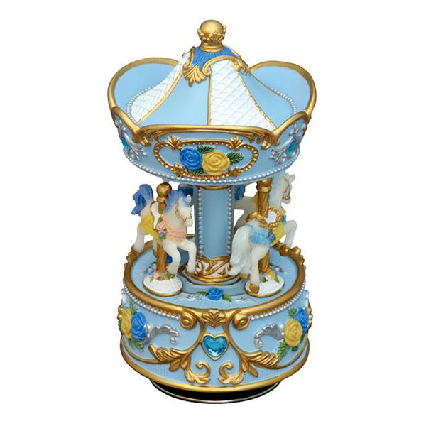 【送料無料】YA750Aレジンセイカルーセルオルゴール ブルー