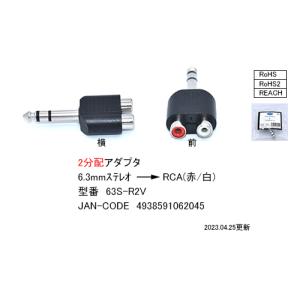 6.3mmステレオ→RCAプラグ(赤,白)2分配...の商品画像