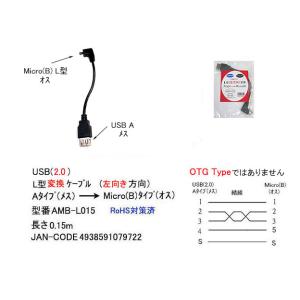 USB2.0 USB2.0　Aタイプ→microBタイプ 左L型 変換ケーブル 非OTG版