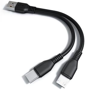 YFFSFDC USB 2.0 二股ケーブル USB 2.0 Aオスto USBタイプCオス& マイクロUSBオスY字2分岐ケーブル USB｜mk-slp