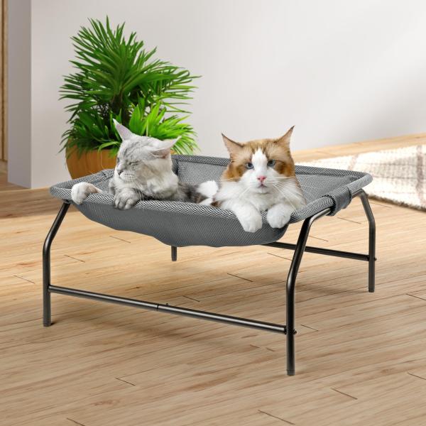 JUNSPOW大型猫用ベッド 大型猫用 ペットハンモック（54×54×28cm）、猫用ベッド 通気性...
