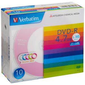 バーベイタムジャパン(Verbatim Japan) 1回記録用 DVD-R 4.7GB 10枚 5色カラーディスク 片面1層 1-16倍速｜mk-slp