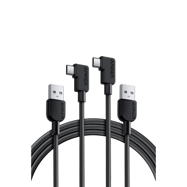 Anker USB-C ＆ USB-A ケーブル (L字, 高耐久ナイロン) 1.8m 15W US...