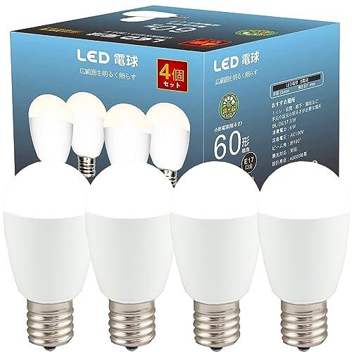 LED電球 E17口金 60~75W形相当 460lm ミニクリプトン形 6W昼白色相当5000K ...
