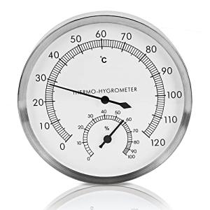 HttDog サウナ 温湿度計 温度計 湿度計 壁掛け式 防水 高精度 見やすい 変形しにくい アルミ合金製 室内 室外 湿度計付き温度計
