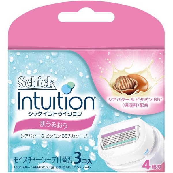 シック Schick イントゥイション 替刃 女性用 カミソリ 肌うるおう(3コ入)