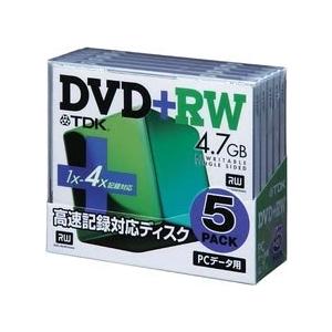 TDK DVD+RWデータ用 4倍速対応 10mm厚ケース入り5枚パック DVD+RW47X5G｜mk-slp