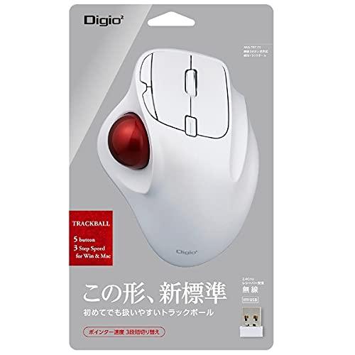 Digio2 マウス 無線 トラックボール 5ボタン 光学式 ホワイト MUS-TRIF175W