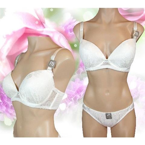 清楚なホワイトにオシャレな花柄レースを施したセクシー系　ブラ＆ショーツ　Ｅ８０ A14