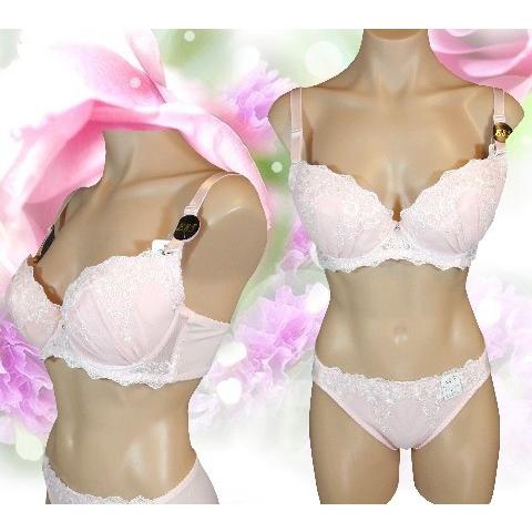 フェミニンガール　ベイビーピンクに可愛いレースの刺繍で清楚感抜群の　セクシーセット　清楚系　ベイビー...