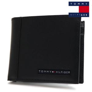 トミーヒルフィガー 二つ折財布 メンズ 小銭入れ付き TOMMY HILFIGER Wallet ブラック 31TL25X023 001 ギフトラッピング無料｜mkcollection