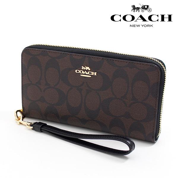 コーチ ラウンドファスナー長財布 レディース COACH ブラウン/ブラック C4452 IMAA8...