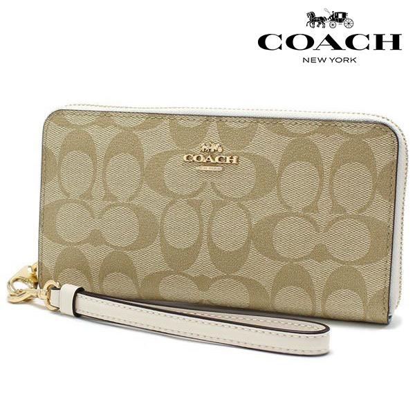 コーチ 長財布 レディース ストラップ付き COACH Wallet ラウンドファスナー シグネチャ...