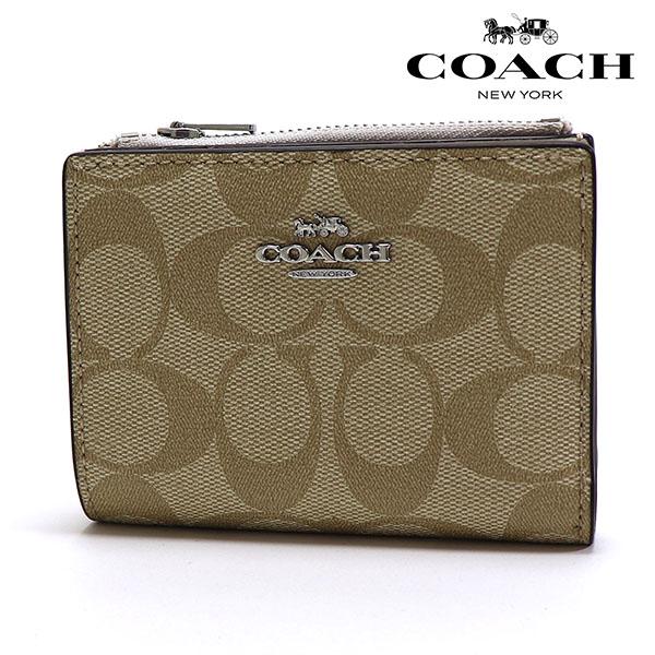 コーチ 二つ折り財布 レディース COACH Wallet シグネチャー ライトカーキ チョーク C...