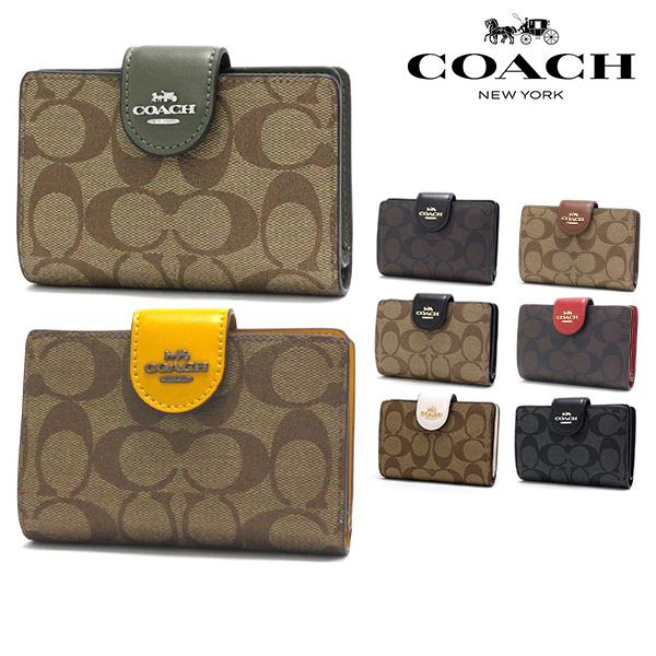 コーチ 二つ折り財布 レディース COACH Wallet ラグジュアリー シグネチャー PVC レ...