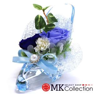 ギフトフラワー プリザーブドフラワー アクリルハイヒール レディース メンズ Preserved Flower プチギフト ブルー×ブルー PZ22BB｜mkcollection