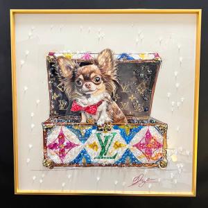 アートフレーム クリスタルピクチャー パパラッチ/犬 額絵 ゴールド