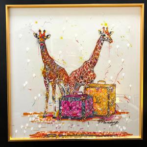 クリスタルアート キリン ピクチャー アートフレーム POP 送料無料 クリスタルアートパネル オマージュアートパネル ヘビ 蛇 白