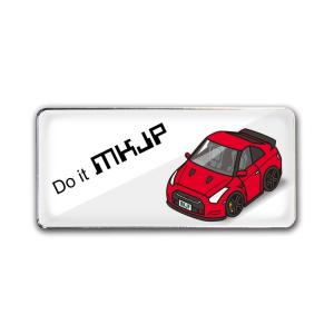 MKJP エンブレム 2個入り ニッサン GT-R R35 ベース：ホワイト 車カラー：レッド ゆう...