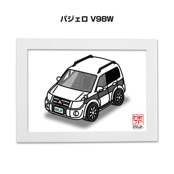 MKJP イラストA5 フレーム付き ミツビシ パジェロ V98W ゆうメール送料無料