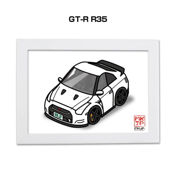 MKJP イラストA5 フレーム付き ニッサン GT-R R35 ゆうメール送料無料