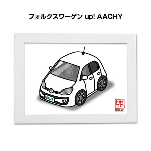 MKJP イラストA5 フレーム付き 外車 フォルクスワーゲン up! AACHY ゆうメール送料無...