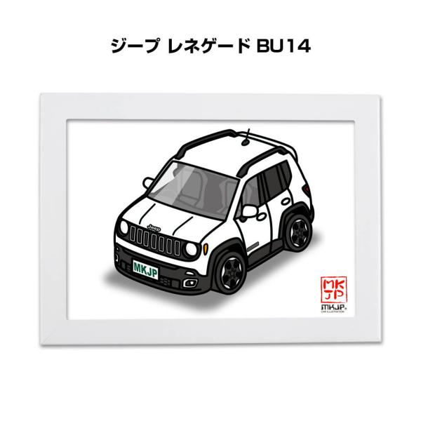 MKJP イラストA5 フレーム付き 外車 ジープ レネゲード BU14 ゆうメール送料無料