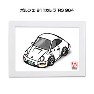 MKJP イラストA5 フレーム付き 外車 ポルシェ 911カレラ RS 964 ゆうメール送料無料｜mkjp