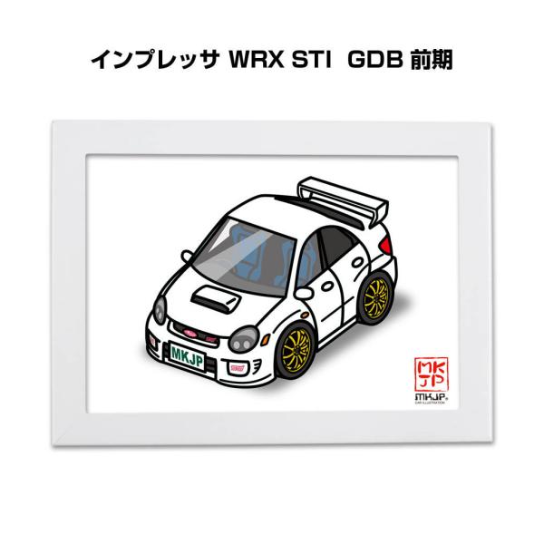 MKJP イラストA5 フレーム付き スバル インプレッサ WRX STI GDB 前期 ゆうメール...