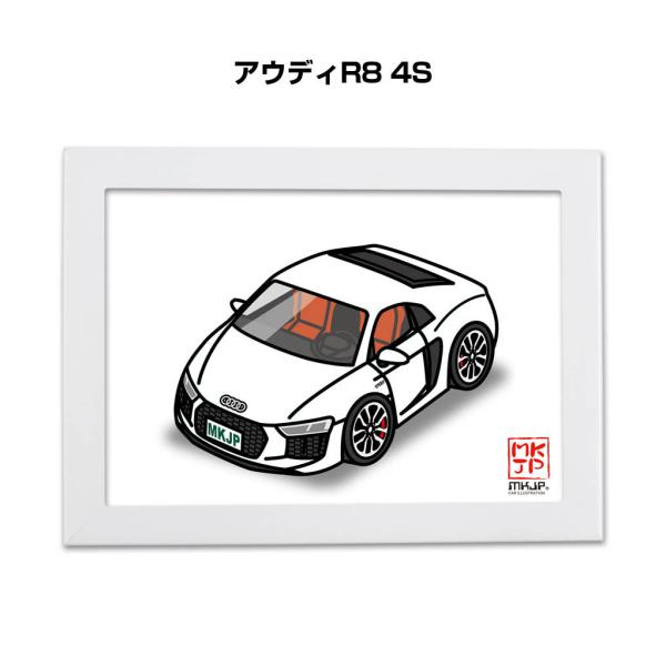 MKJP イラストA5 フレーム付き 外車 アウディR8 4S ゆうメール送料無料