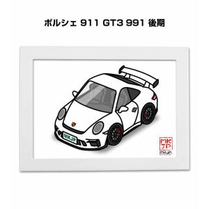 MKJP イラストA5 フレーム付き 外車 ポルシェ 911 GT3 991 後期 ゆうメール送料無料｜
