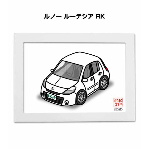 MKJP イラストA5 フレーム付き 外車 ルノー ルーテシア RK  ゆうメール送料無料