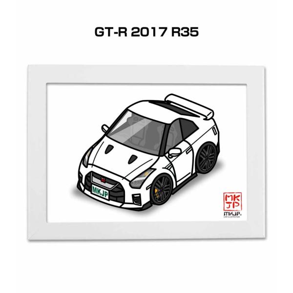 MKJP イラストA5 フレーム付き ニッサン GT-R 2017 R35  ゆうメール送料無料