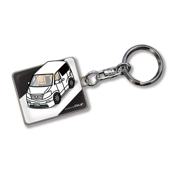 MKJP カスタムキーホルダー トヨタ アルファード10系 車カラー：ホワイト ゆうメール送料無料