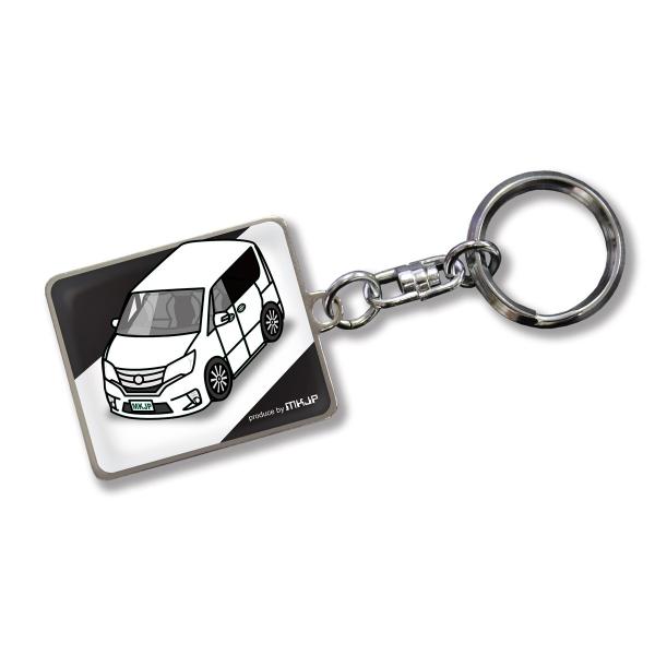 MKJP カスタムキーホルダー ニッサン セレナ C26 車カラー：ホワイト ゆうメール送料無料