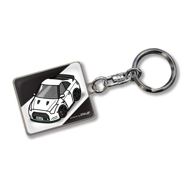 MKJP カスタムキーホルダー ニッサン GT-R R35 車カラー：ホワイト ゆうメール送料無料