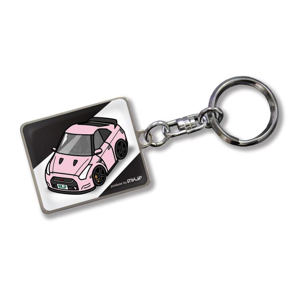MKJP カスタムキーホルダー ニッサン GT-R R35 車カラー：ピンク ゆうメール送料無料